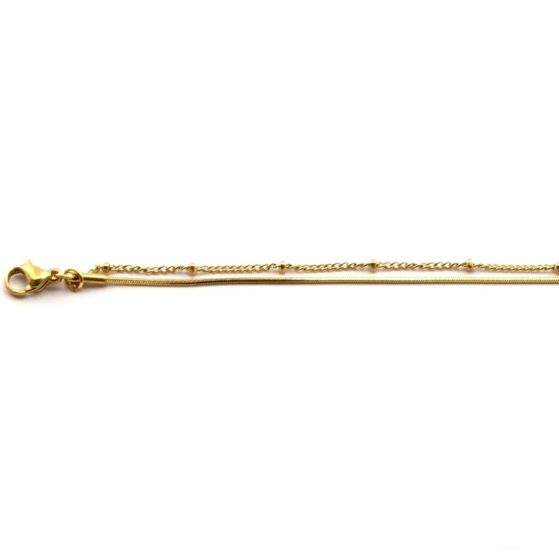 Bracelet deux rangs acier doré