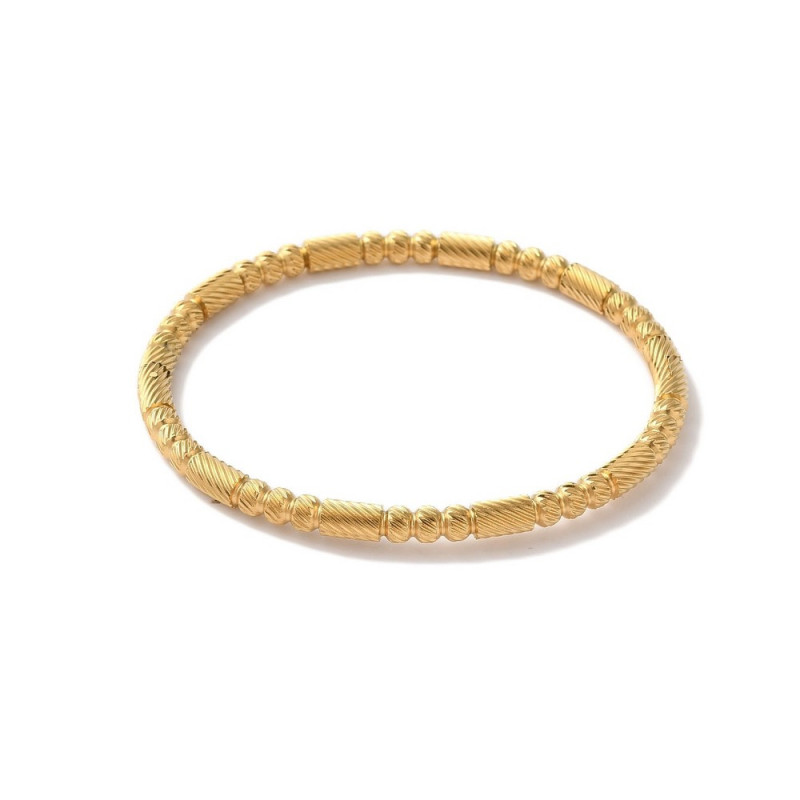 Bracelet jonc fermé strié acier doré
