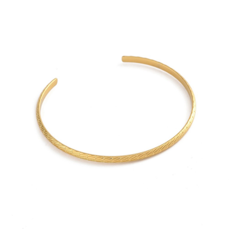 Bracelet demi jonc ciselé acier doré