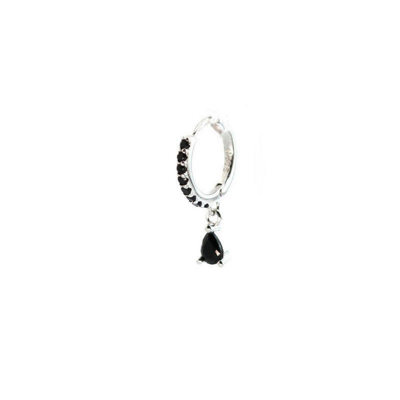 Mini-créole argent 11 mm et oxydes noirs - unité