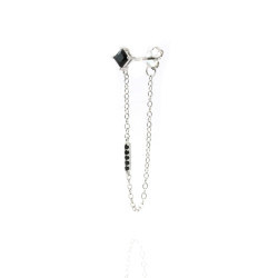 Boucles d'oreilles carré noir et chaîne - unité