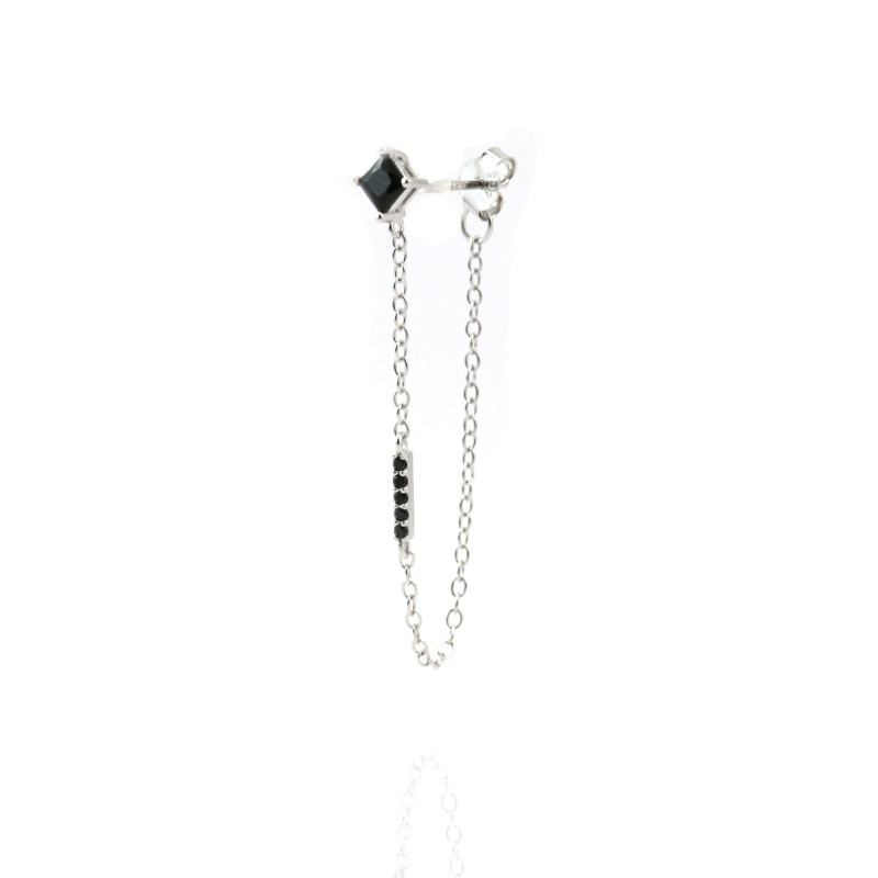 Boucles d'oreilles carré noir et chaîne - unité