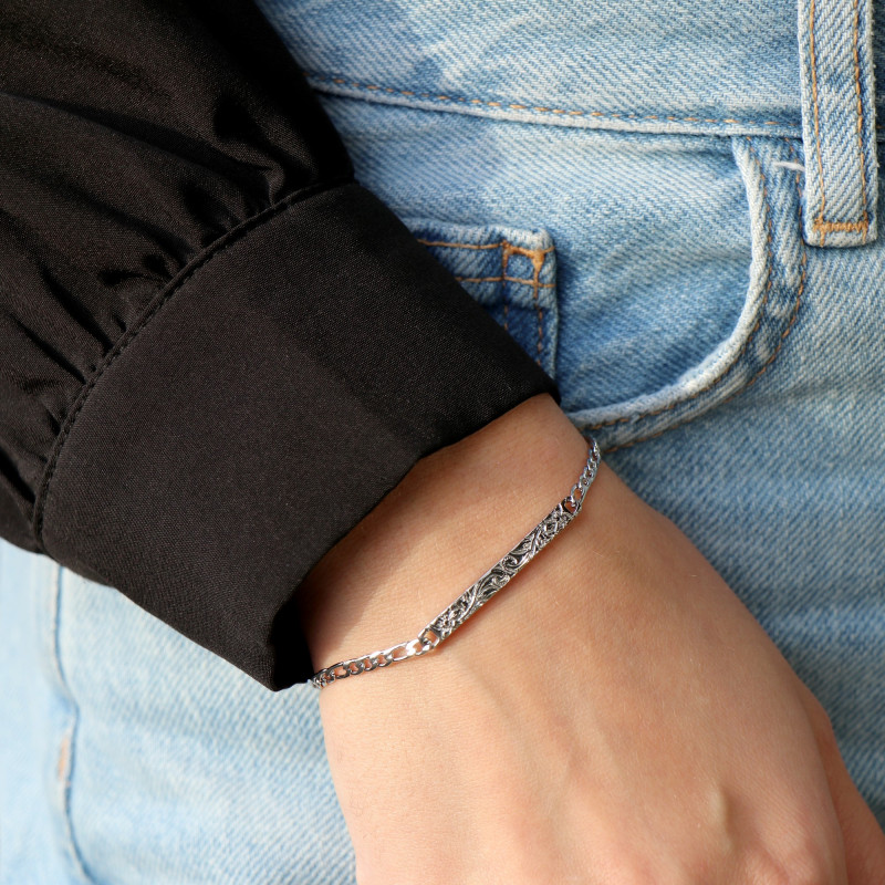 Bracelet look gourmette acier inox