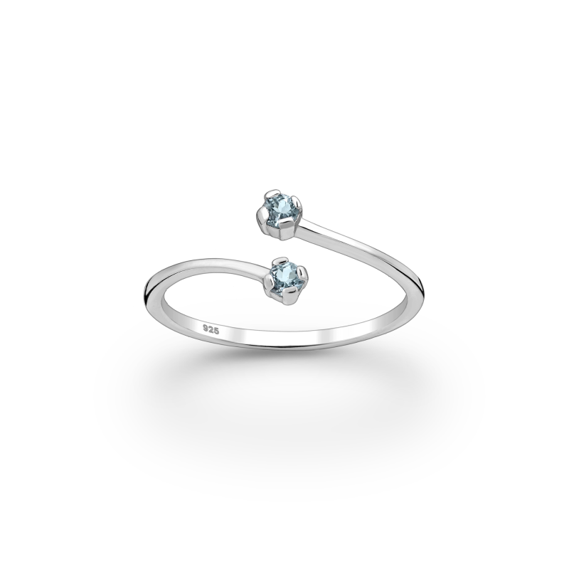 Bague ajustable duo topaze - Argent 925