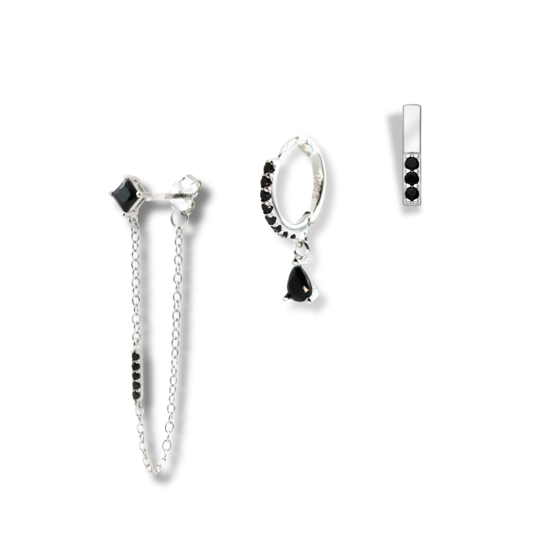 Compo trio noir - Argent 925