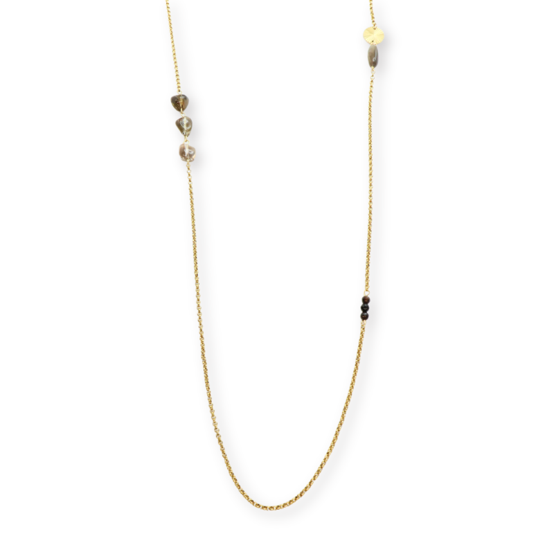 Sautoir quartz fumé