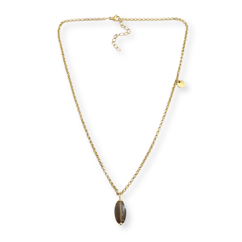 Collier quartz fumé ovale