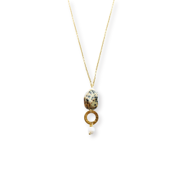 Pendentif long jaspe pierre de lune