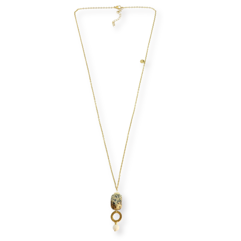 Pendentif long jaspe pierre de lune