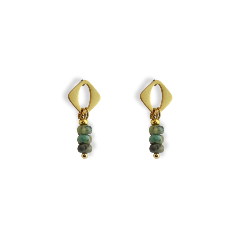 Boucles carrées trois turquoises africaines