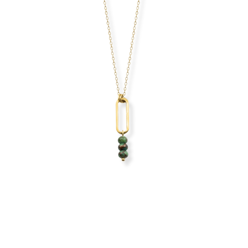Collier rectangle trois turquoises