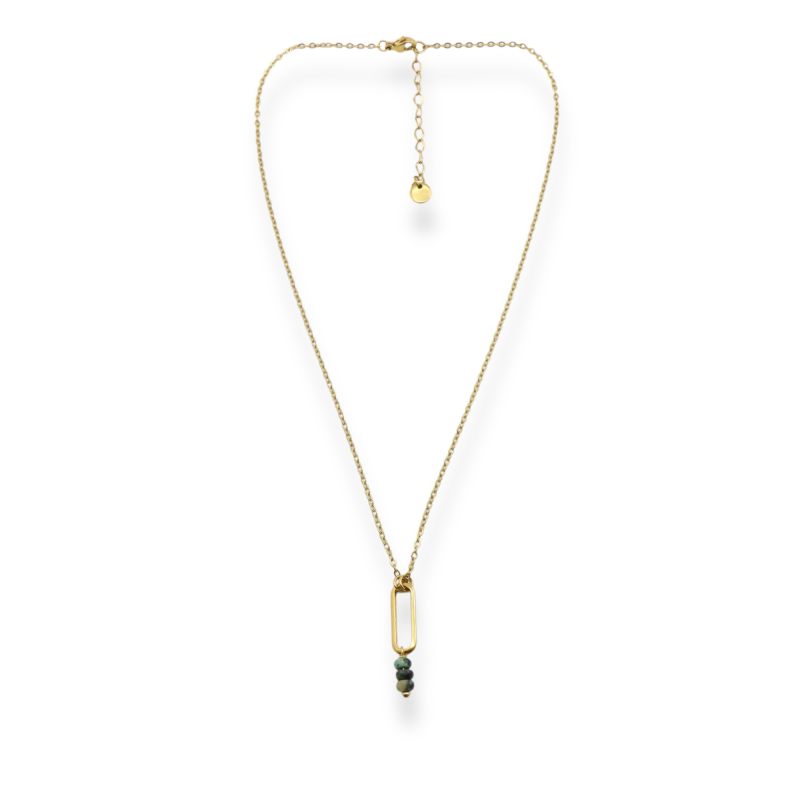 Collier rectangle trois turquoises