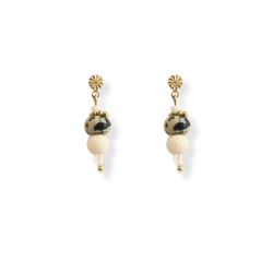 Boucles enfilade jaspe dalmatien et pierres naturelles