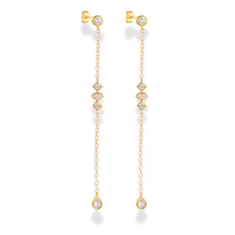 Boucles clous Oz longue chaîne Arg925 doré