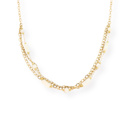 Collier multi chaine nacre acier doré