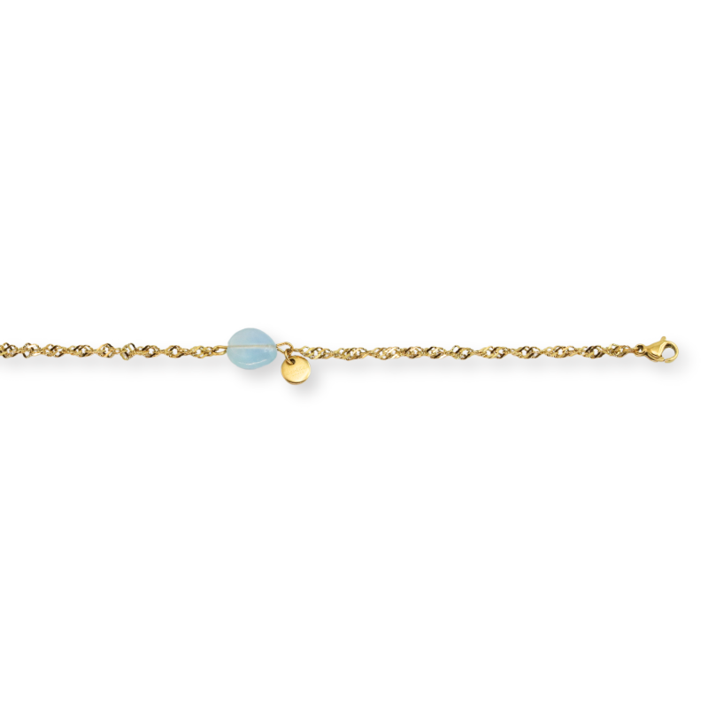 Bracelet chaine ovale aigue marine