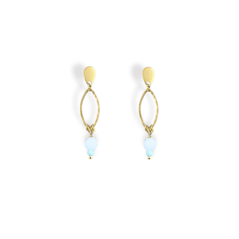 Boucles d'oreilles ovales aigue marine