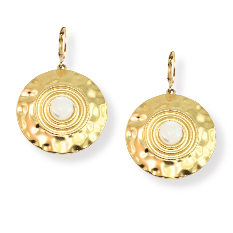 Boucles grand rond martelé nacre