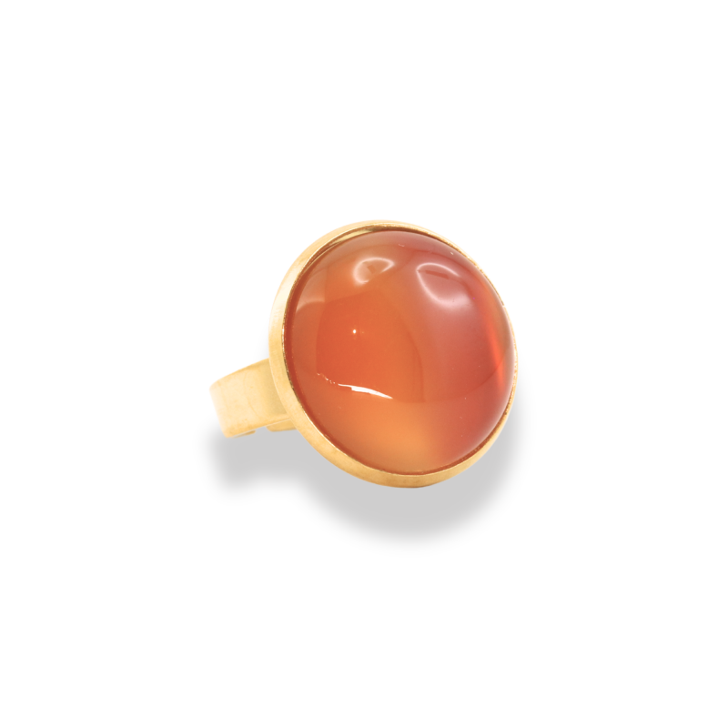 Bague acier doré cornaline