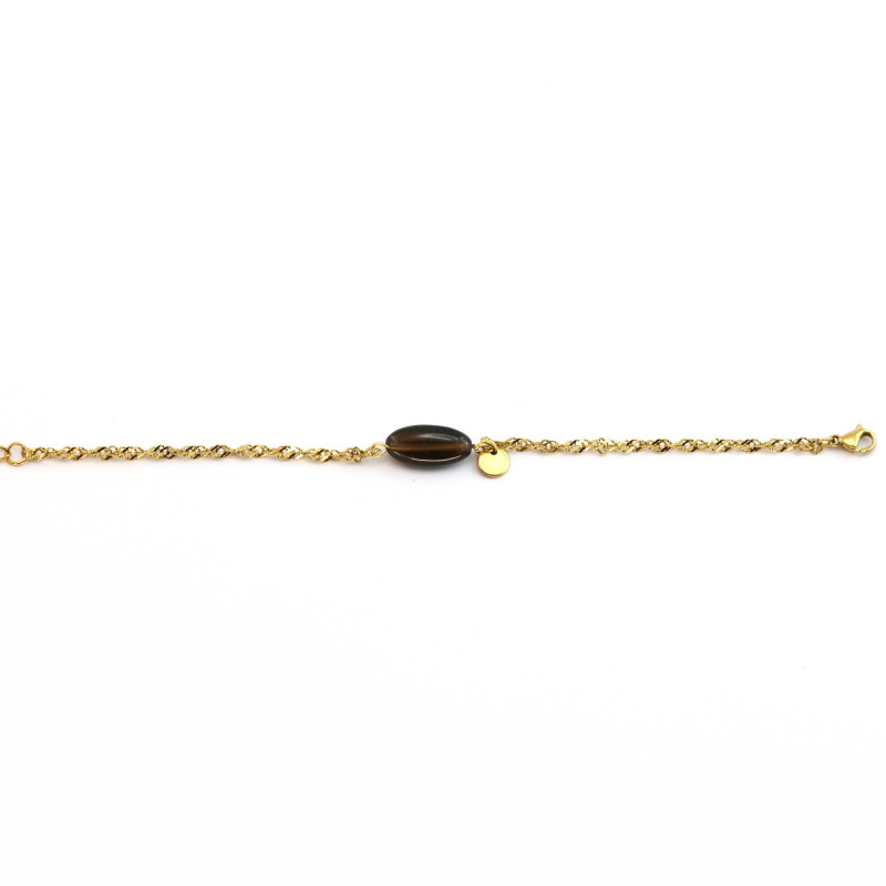 Bracelet chaine ovale quartz fumé