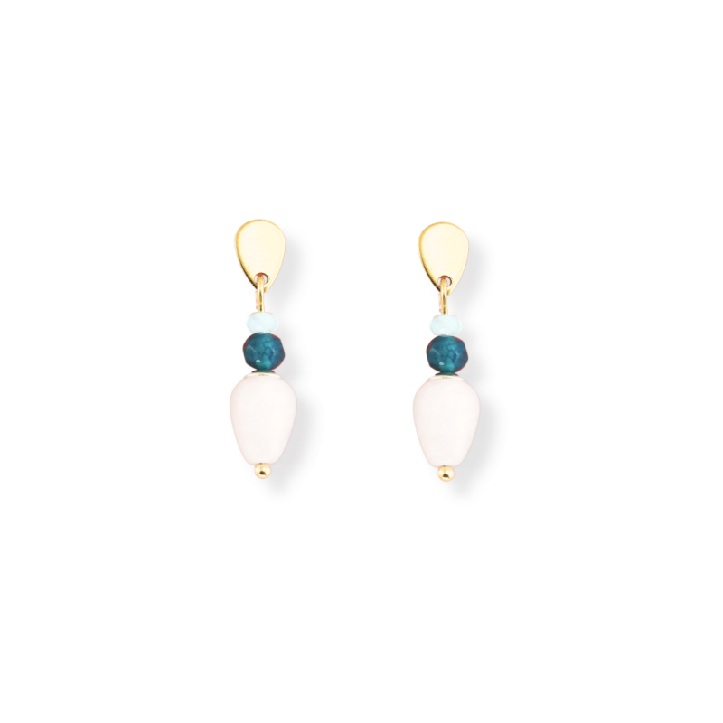 Boucles d'oreilles enfilade trio agate bleue