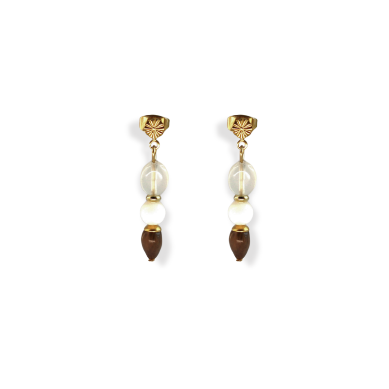 Boucles pendantes agate et pierre de lune