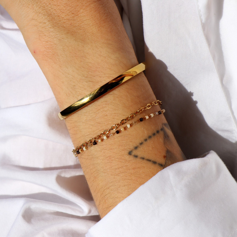 Bracelet jonc acier doré 4mm