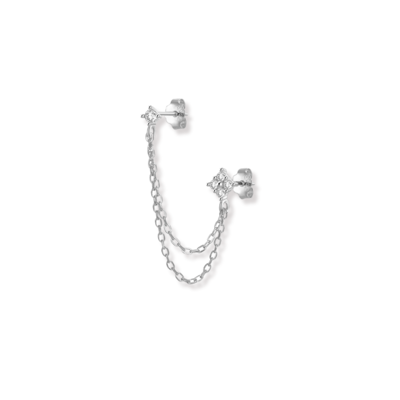 Boucle double clous chaîne Argent 925 - unité