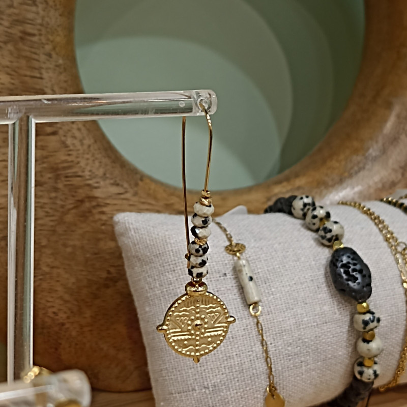 Boucles d'oreilles grandes dormeuses jaspe lamparci