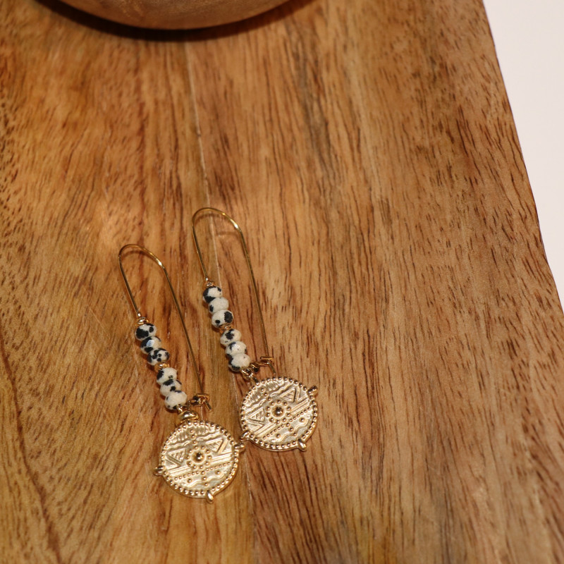 Boucles d'oreilles grandes dormeuses jaspe lamparci