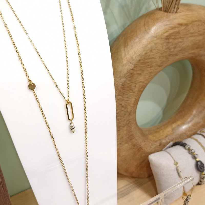Collier rectangle trois jaspes lamparci