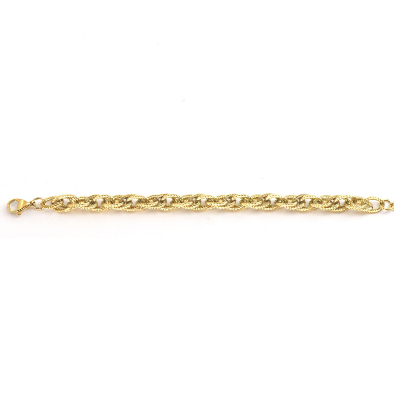 Bracelet maille torsadée acier doré