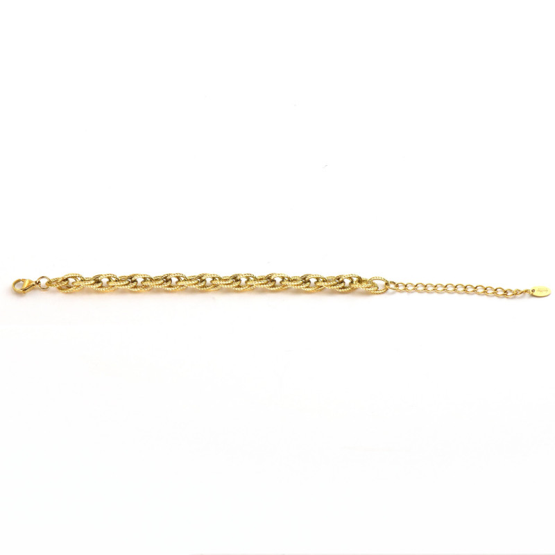Bracelet maille torsadée acier doré