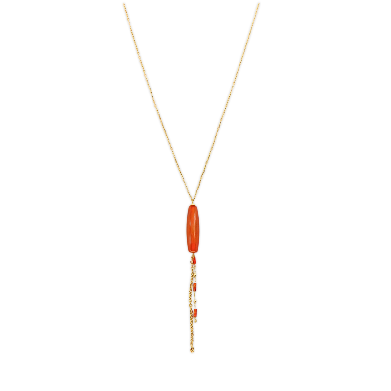 Collier long cornaline allongée