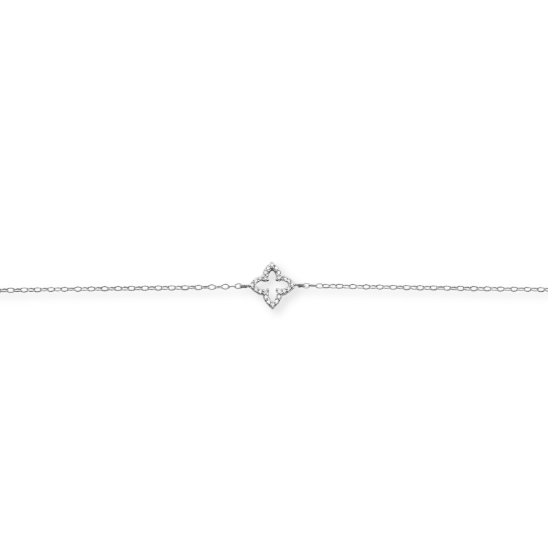 Bracelet trèfle oxydes - argent 925