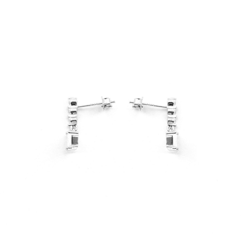 Puces barre enfilade + pendant zircons argent 925