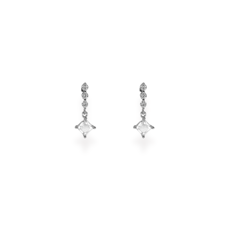 Puces barre enfilade + pendant zircons argent 925
