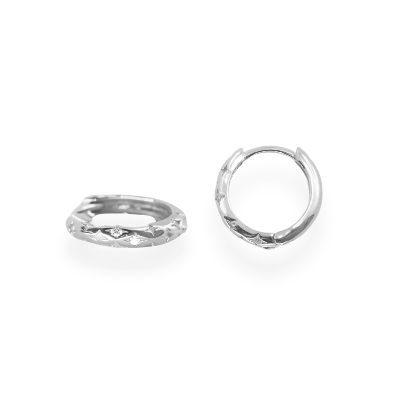 Minis-créoles oxydes étoiles argent 925 - 12mm