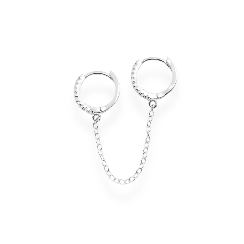 Double créoles chaîne oxydes - argent 925