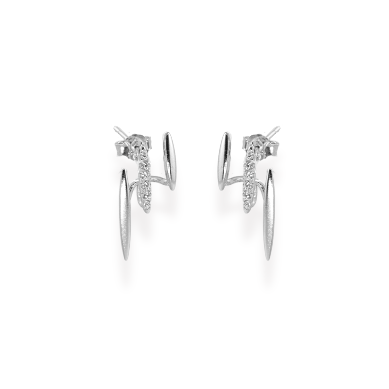 Puces design trois brins argent 925