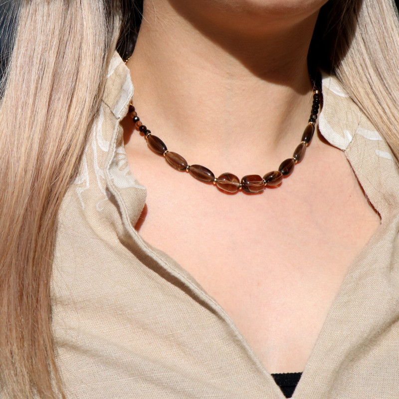 Collier 21 quartz fumé
