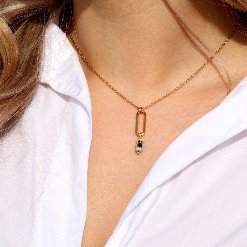 Collier rectangle trois jaspes lamparci