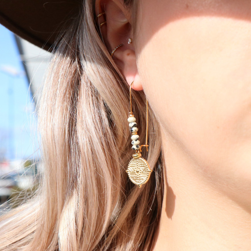 Boucles d'oreilles grandes dormeuses jaspe lamparci