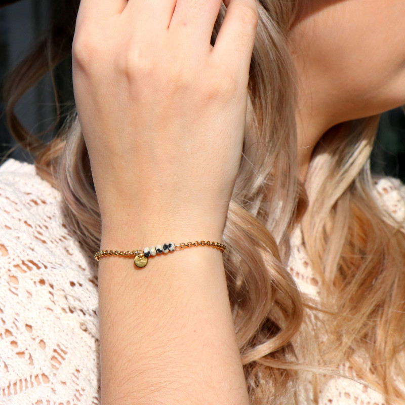 Bracelet 5 jaspes dalmatien