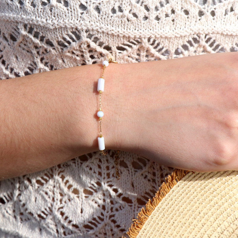 Bracelet nacres sphères cylindres