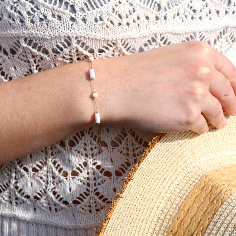 Bracelet nacres sphères cylindres