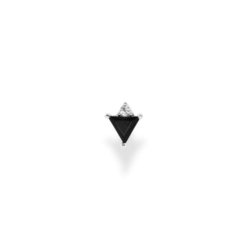 Puce triangle noir argent 925 - unité
