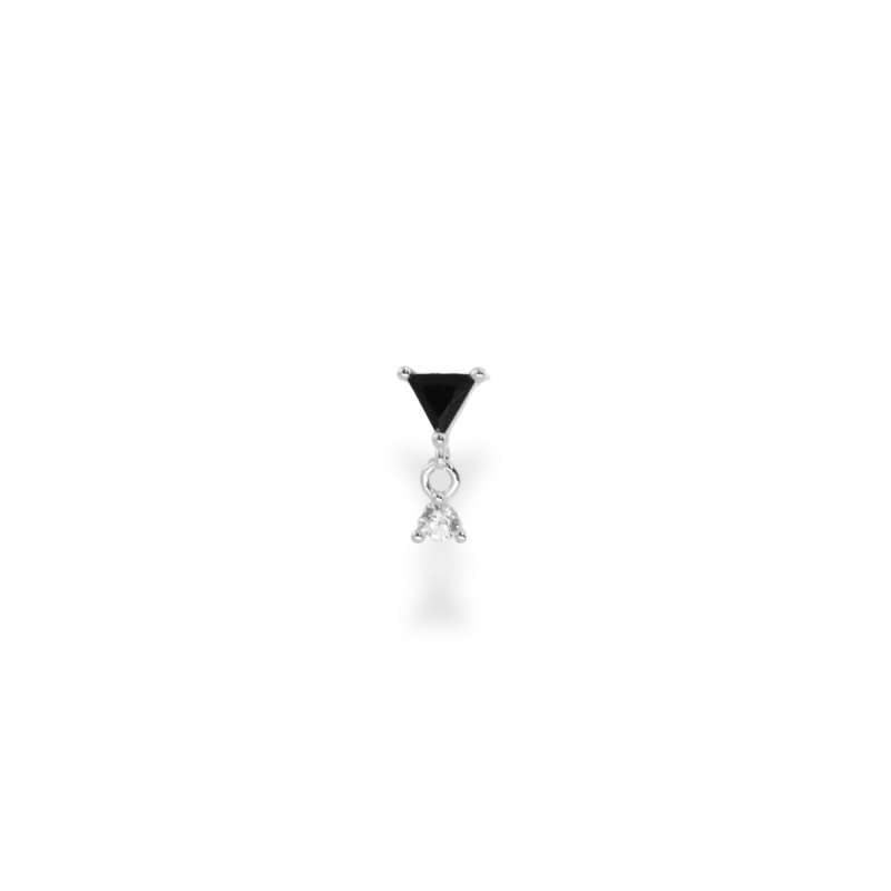 Puce triangle pendant noir argent 925 - unité