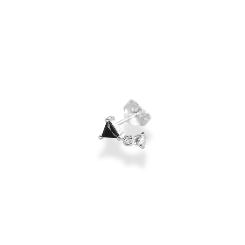 Puce triangle pendant noir argent 925 - unité