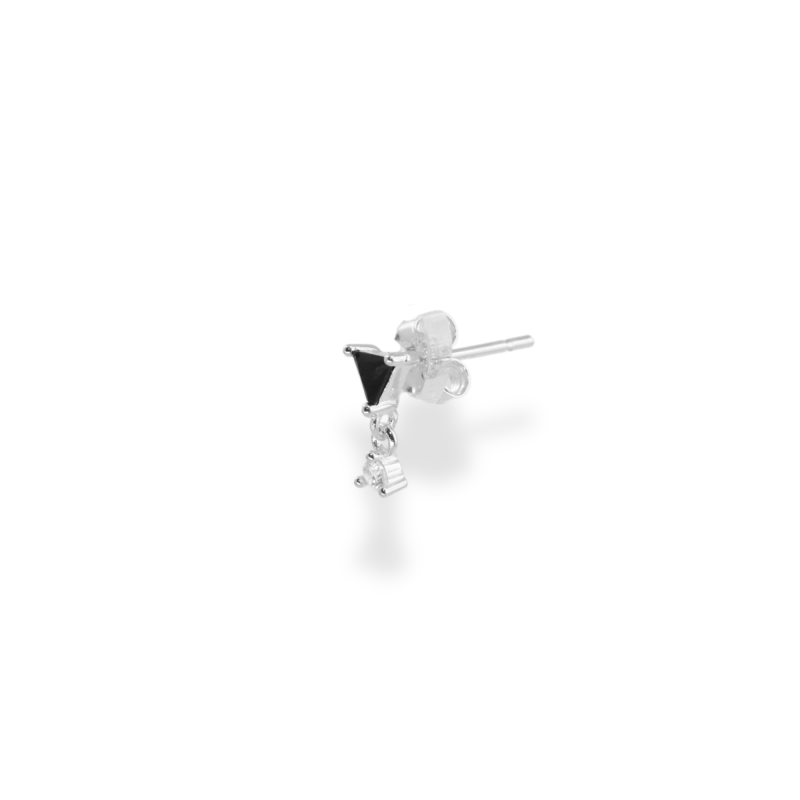 Puce triangle pendant noir argent 925 - unité